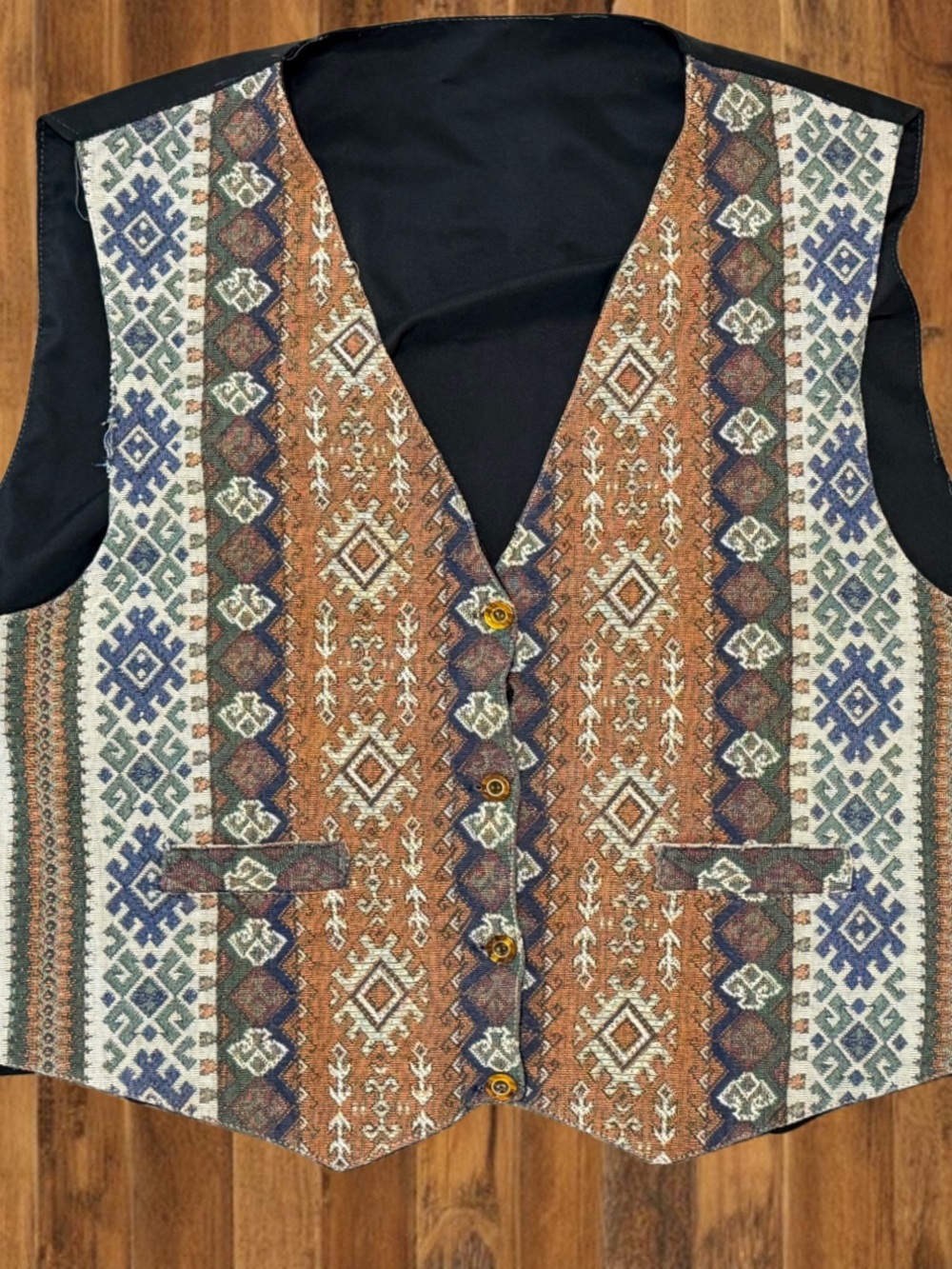 Vintage Southwest Tapestry Vest Boho Western Festival Cottagecore M/L - Picture 2 of 6